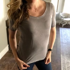 Faded grey scoop neck top
